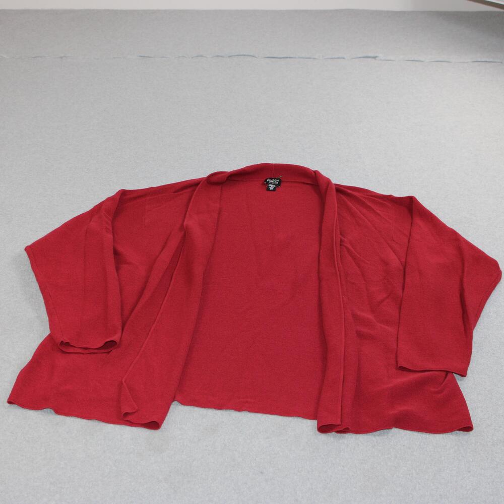 Eileen Fisher Sweater Women 3X Red Cardigan Open Front Relax Lightweight Stretch
